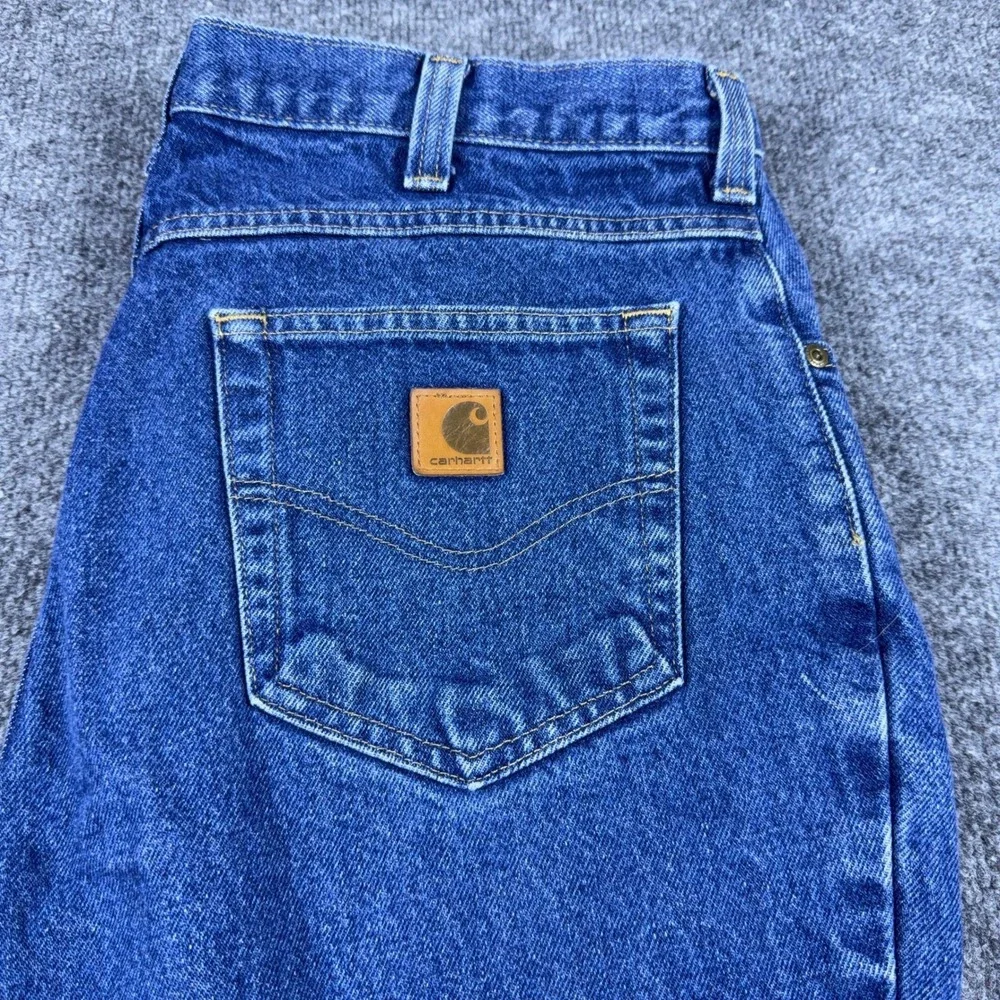Carhartt Relaxed Fit Jeans Mens 34x30 Medium Wash Blue Denim Work Pants 381-83